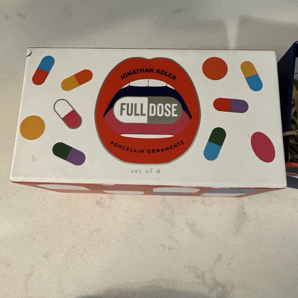 JONATHAN ADLER  FULL DOSE PILL ORNAMENT w/ Box **ONLY ONE PILL INCLUDED **